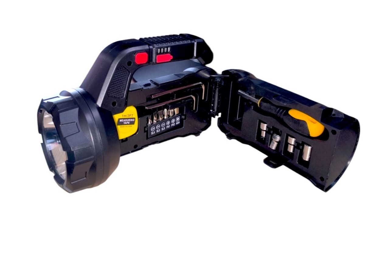 LINTERNA DE EMERGENCIA  RECARGABLE CON HERRAMIENTAS 18W - 7