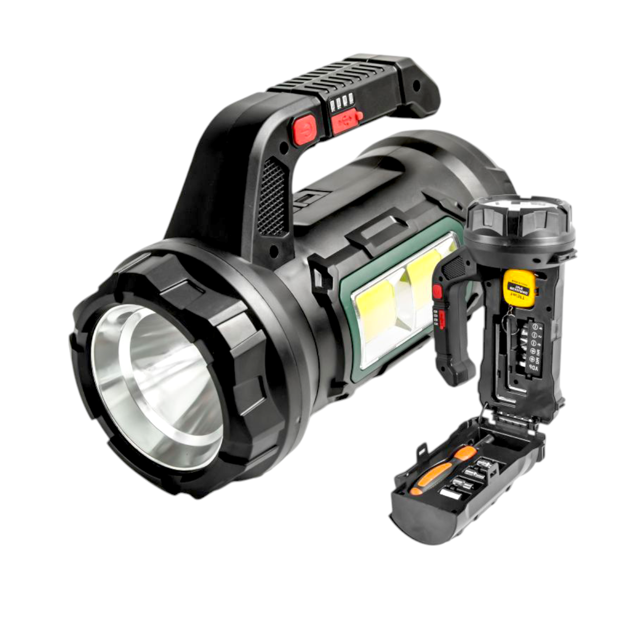 LINTERNA DE EMERGENCIA  RECARGABLE CON HERRAMIENTAS 18W - 9