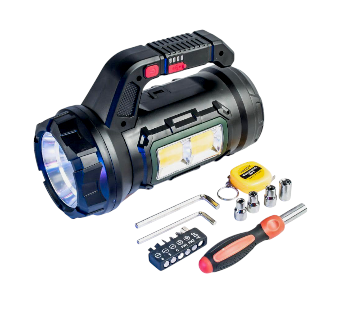 LINTERNA DE EMERGENCIA  RECARGABLE CON HERRAMIENTAS 18W - 10