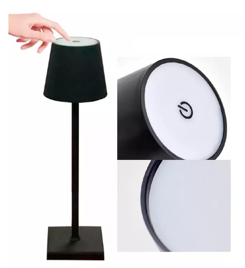LÁMPARA DE MESA O ESCRITORIO ARMABLE TÁCTIL CON CARGA USB COLOR NEGRO. - 1