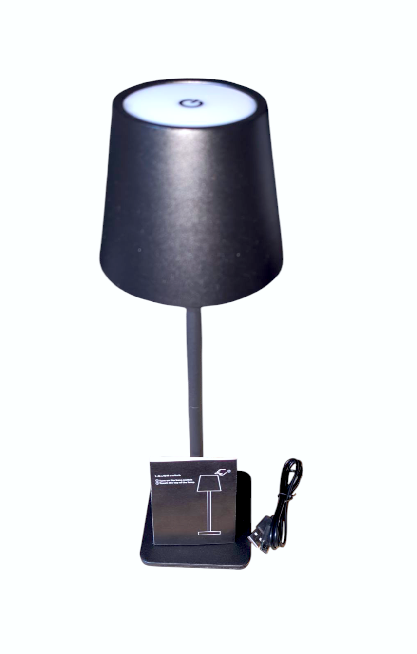 LÁMPARA DE MESA O ESCRITORIO ARMABLE TÁCTIL CON CARGA USB COLOR NEGRO. - 2