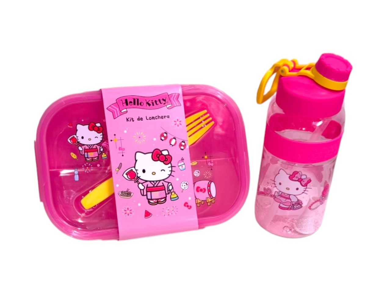MOCHILA SCOOL OFICIO DISEÑO HELLO KITTY FUCSIA MAS TOMATODO. - 2