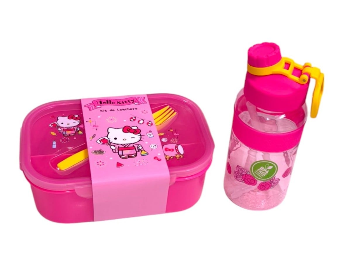 MOCHILA SCOOL OFICIO DISEÑO HELLO KITTY FUCSIA MAS TOMATODO. - 3