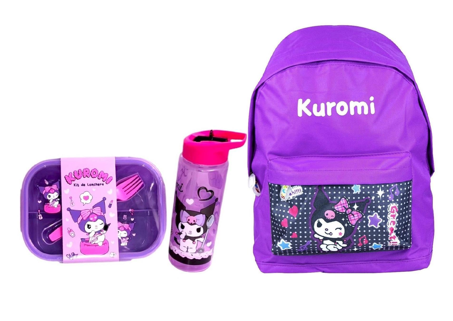 MOCHILA TAMAÑO OFICIO DISEÑO KUROMI MÁS TAPER Y TOMATODO - 1