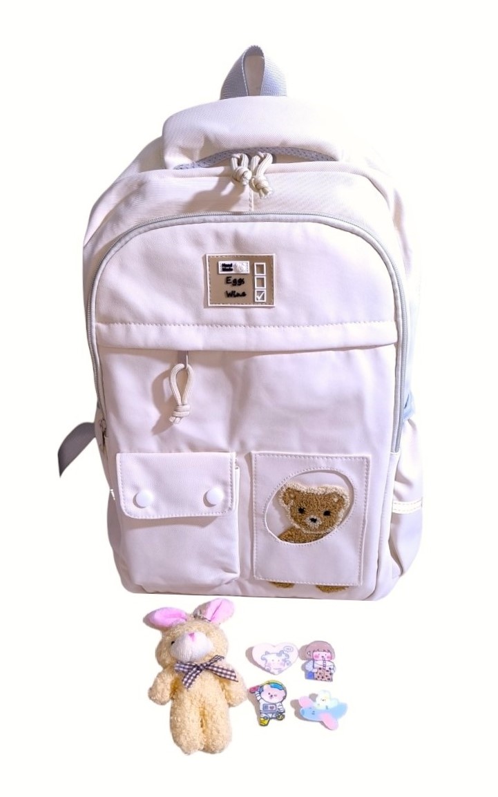 MOCHILA KAWAII PORTA LAPTOP DISEÑO OSITO MÁS BOTELLA TOMATODO - 3