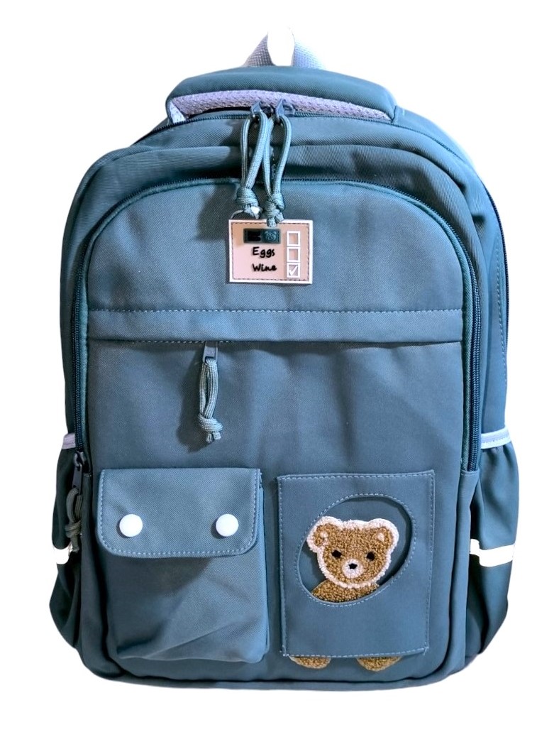 MOCHILA KAWAII PORTA LAPTOP DISEÑO OSITO MÁS BOTELLA TOMATODO - 4