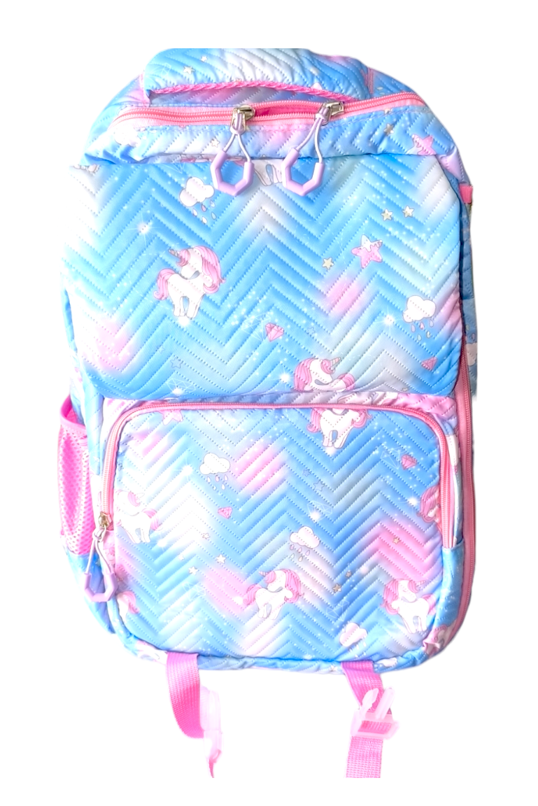 MOCHILA KAWAII DISEÑO UNICORNIO TIPO LIBRO MÁS BOTELLA TOMATODO - 4