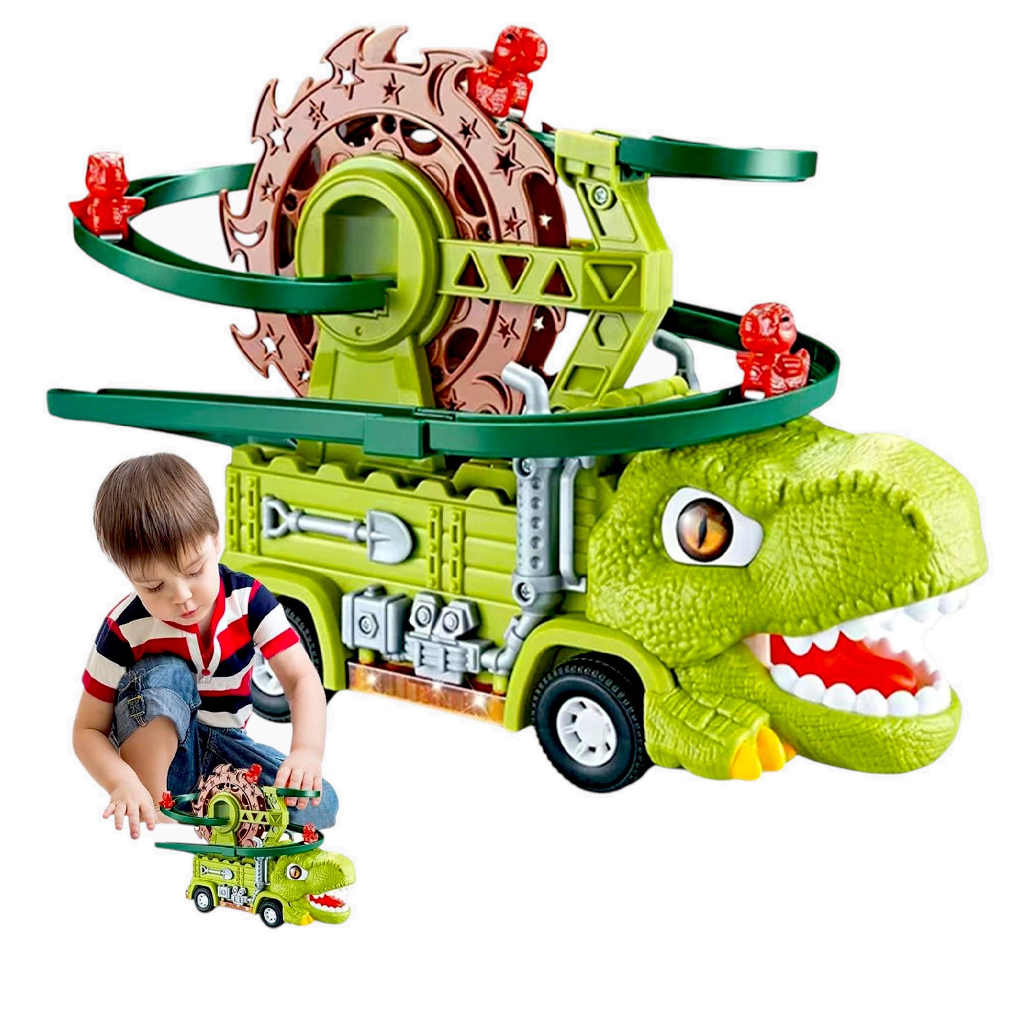 CARRITO DINO CON PISTA, LUCES Y SONIDO - 1