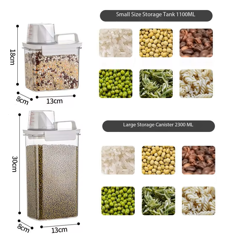FRASCOS CONTENEDORES O DISPENSADORES DE ARROZ MENESTRAS O CEREALES 2300ML. Y 1100ML. - 8