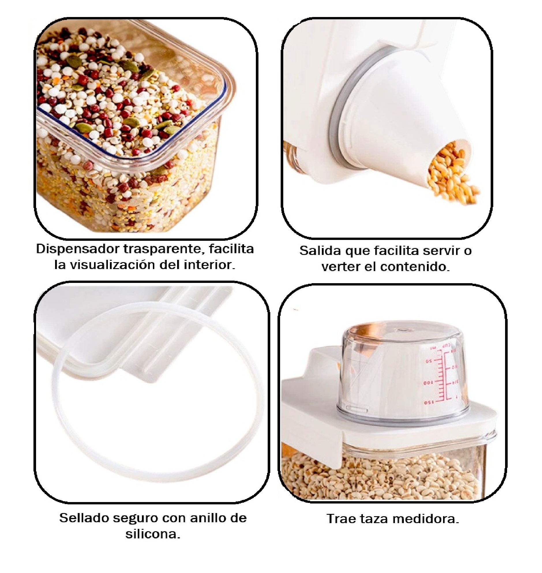FRASCO CONTENEDOR O DISPENSADOR DE ARROZ MENESTRAS O CEREALES 2300ML. - 5