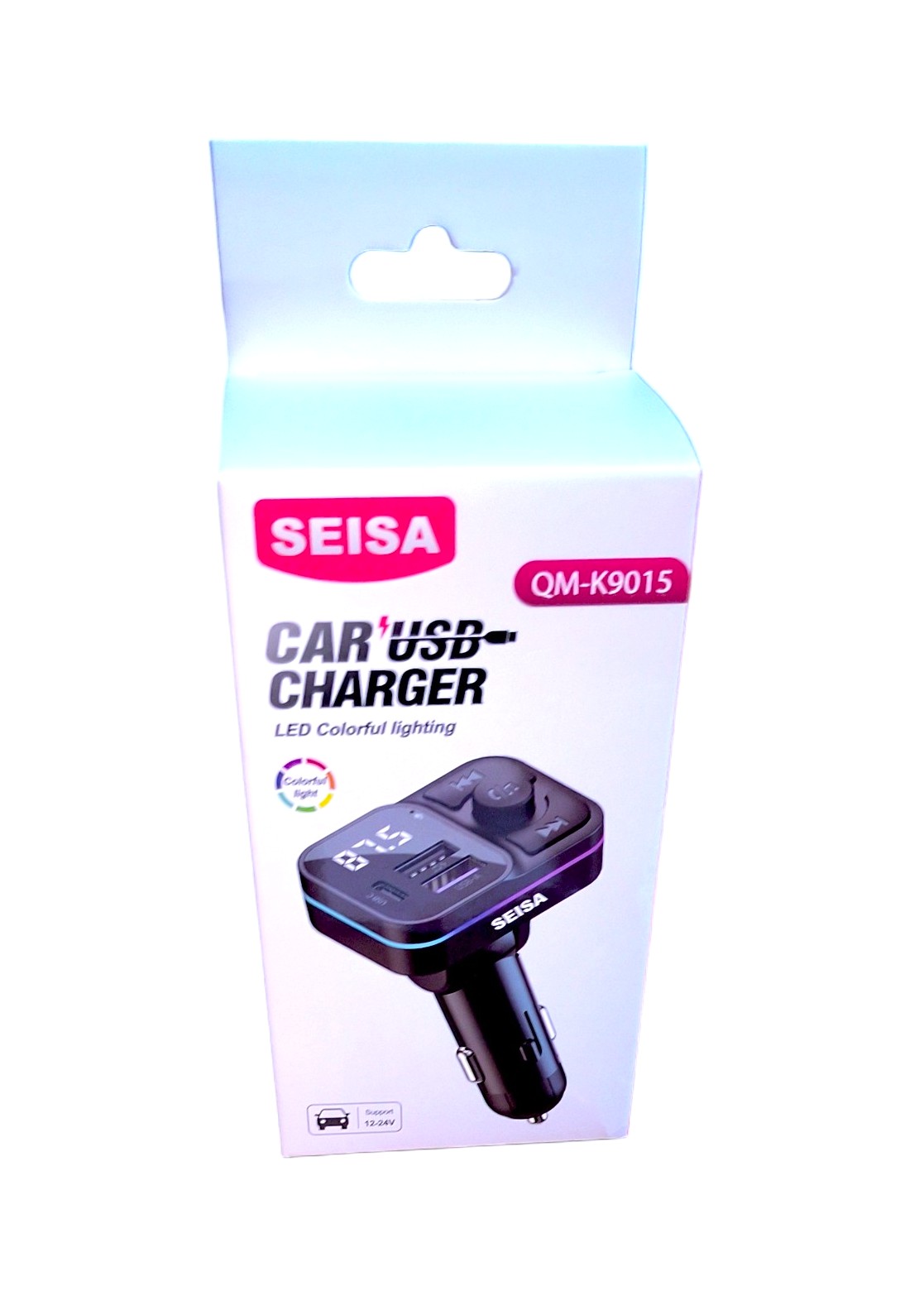 CARGADOR USB PARA AUTO - TRANSMISOR FM SEISA MODELO QM-K9015 - 2
