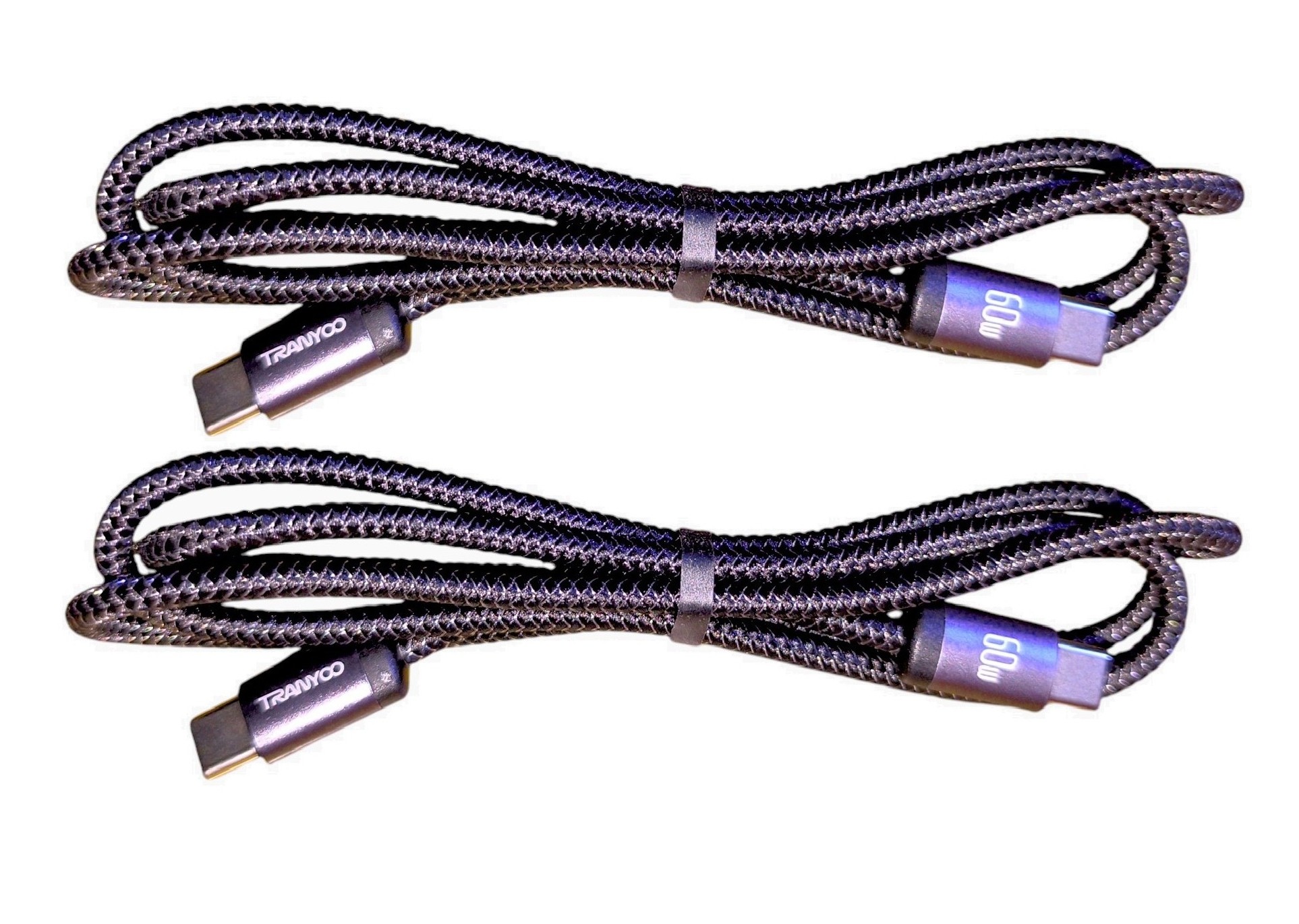 CABLE DE DATOS Y CARGA RÁPIDA 60W. X 2 UNIDADES - TRANYOO MODELO T-P21 - 3