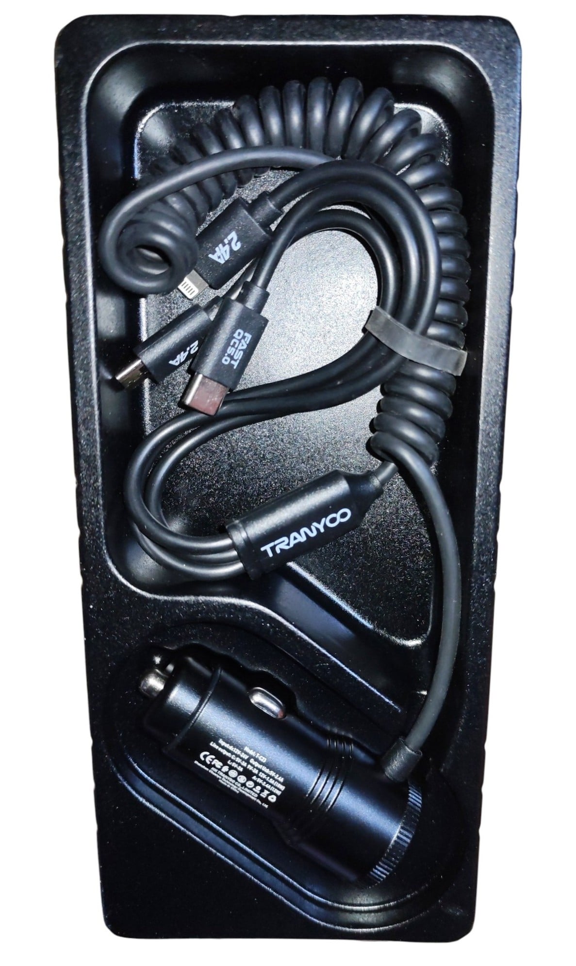 CARGADOR DE AUTO 3 EN 1: MICRO/LIGHTNING/TIPO C CARGA RÁPIDA 30W MODELO: T-C23 - 4