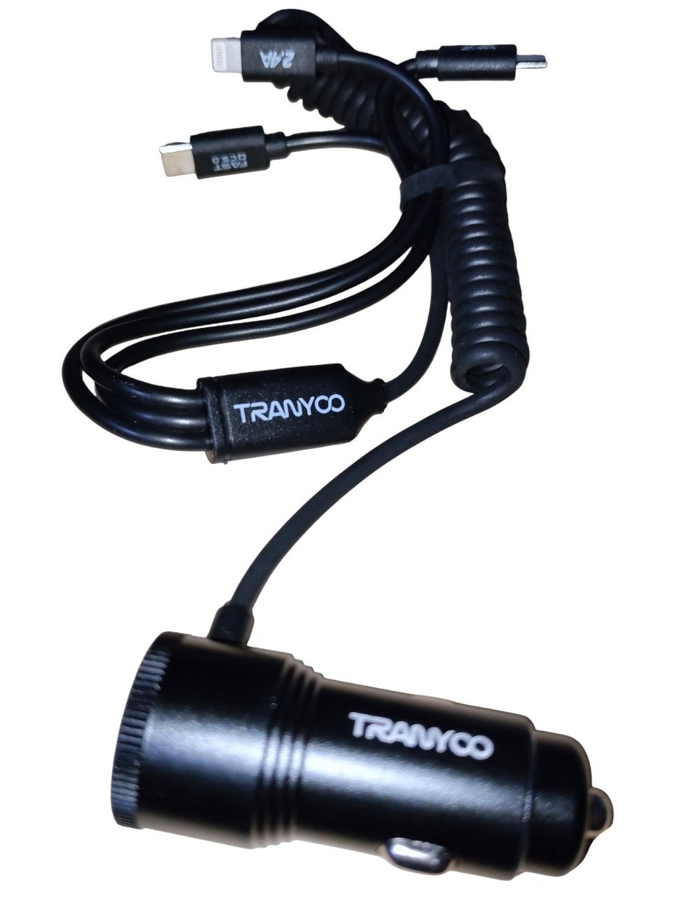 CARGADOR DE AUTO 3 EN 1: MICRO/LIGHTNING/TIPO C CARGA RÁPIDA 30W MODELO: T-C23 - 9