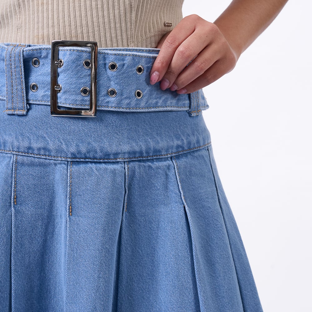 FALDA MUJER MACHINE CELESTE CLARO DI24/DALYA DENIM RIGIDO - 4