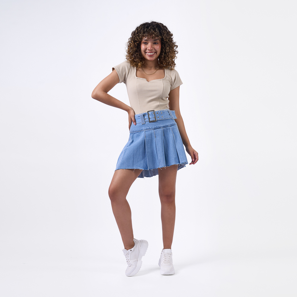 FALDA MUJER MACHINE CELESTE CLARO DI24/DALYA DENIM RIGIDO - 5