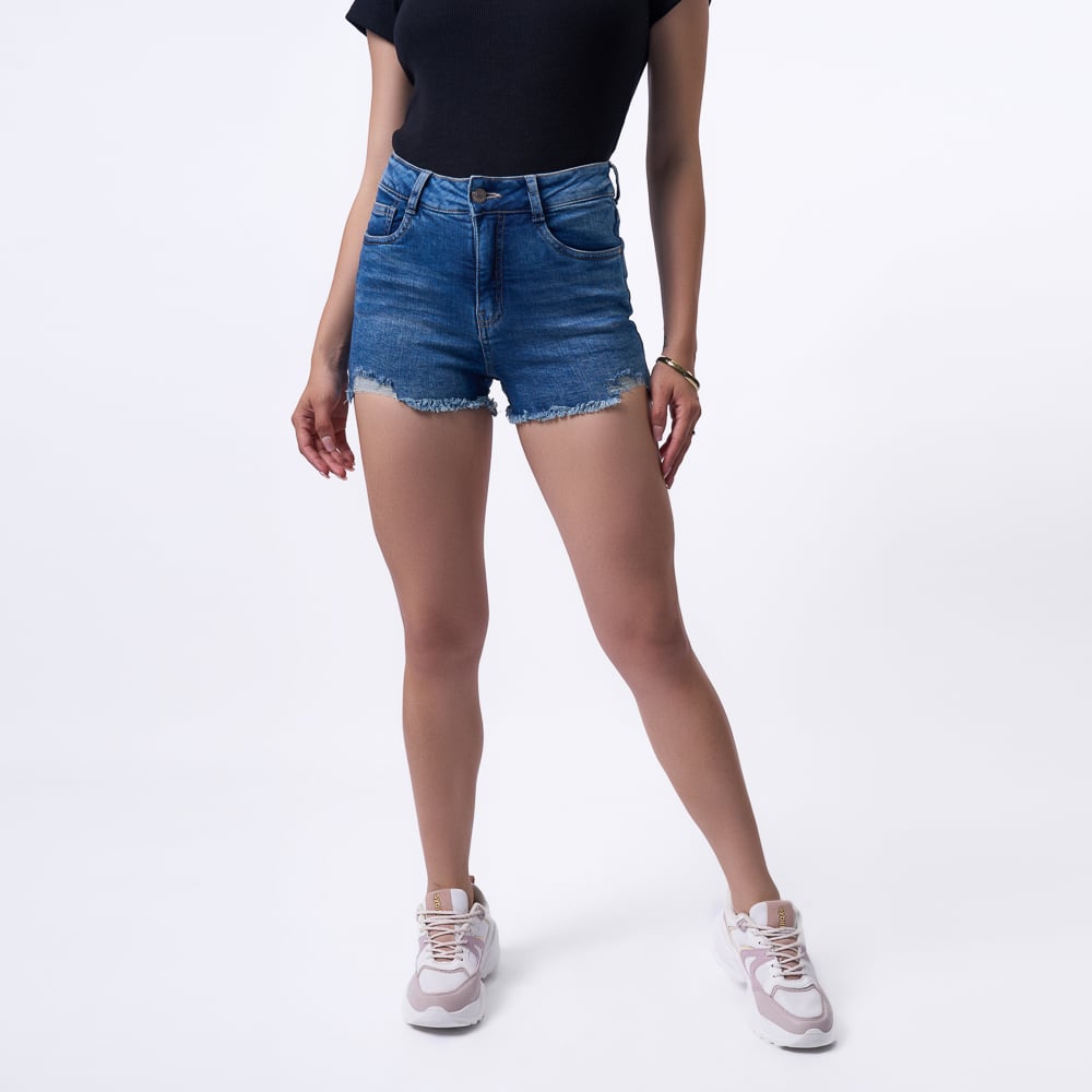 SHORT MUJER MACHINE AVELINE DENIM - 1