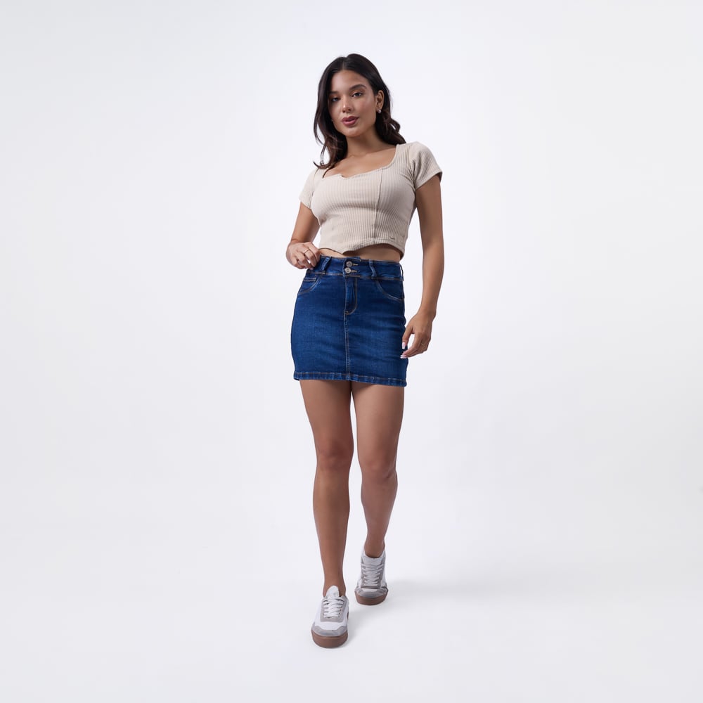 FALDA SHORT BRONCO MUJER - CHICAMIC - I DENIM STRECH - 5
