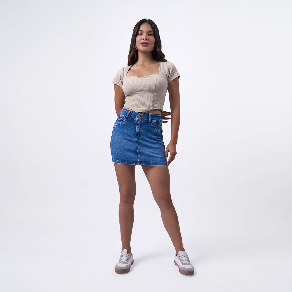 FALDA SHORT BRONCO MUJER - CHICAMIC - I DENIM STRECH - 5