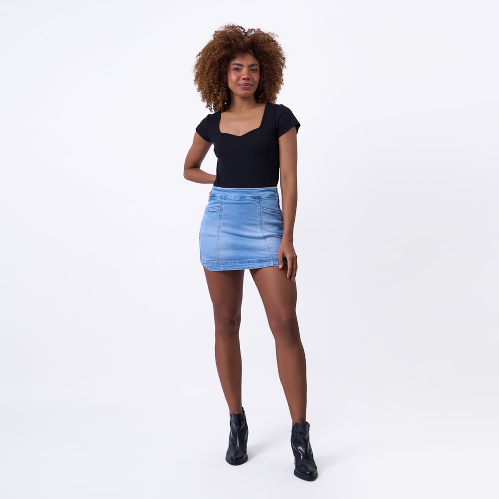 FALDA SHORT TAYSSIR MUJER - KALEA DENIM STRECH - 5