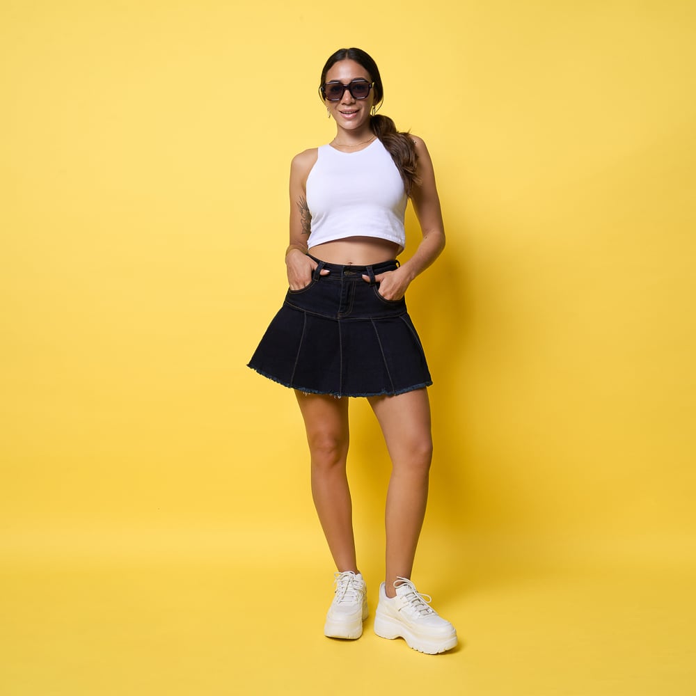 FALDA SHORT MOKACCINO MUJER - CALSI-PA DENIM - 4