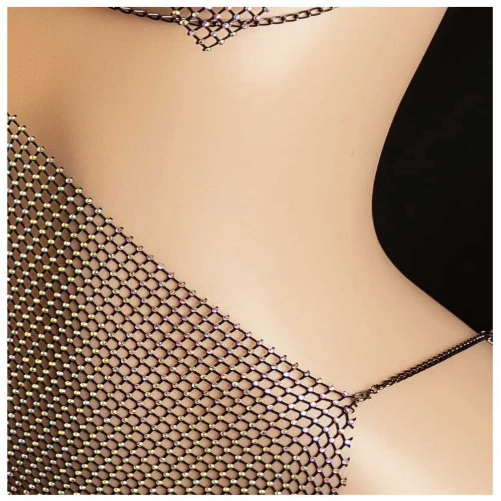VESTIDO DE CADENAS CON PEDRERIA TIPO DIAMANTES TALLA S - 5