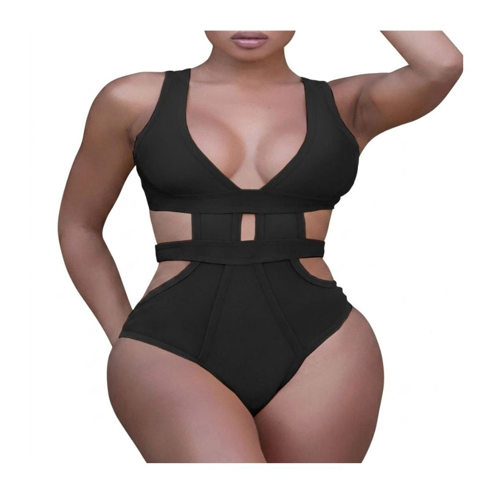 TRAJE DE BAÑO DE UNA PIEZA NEGRO - 1