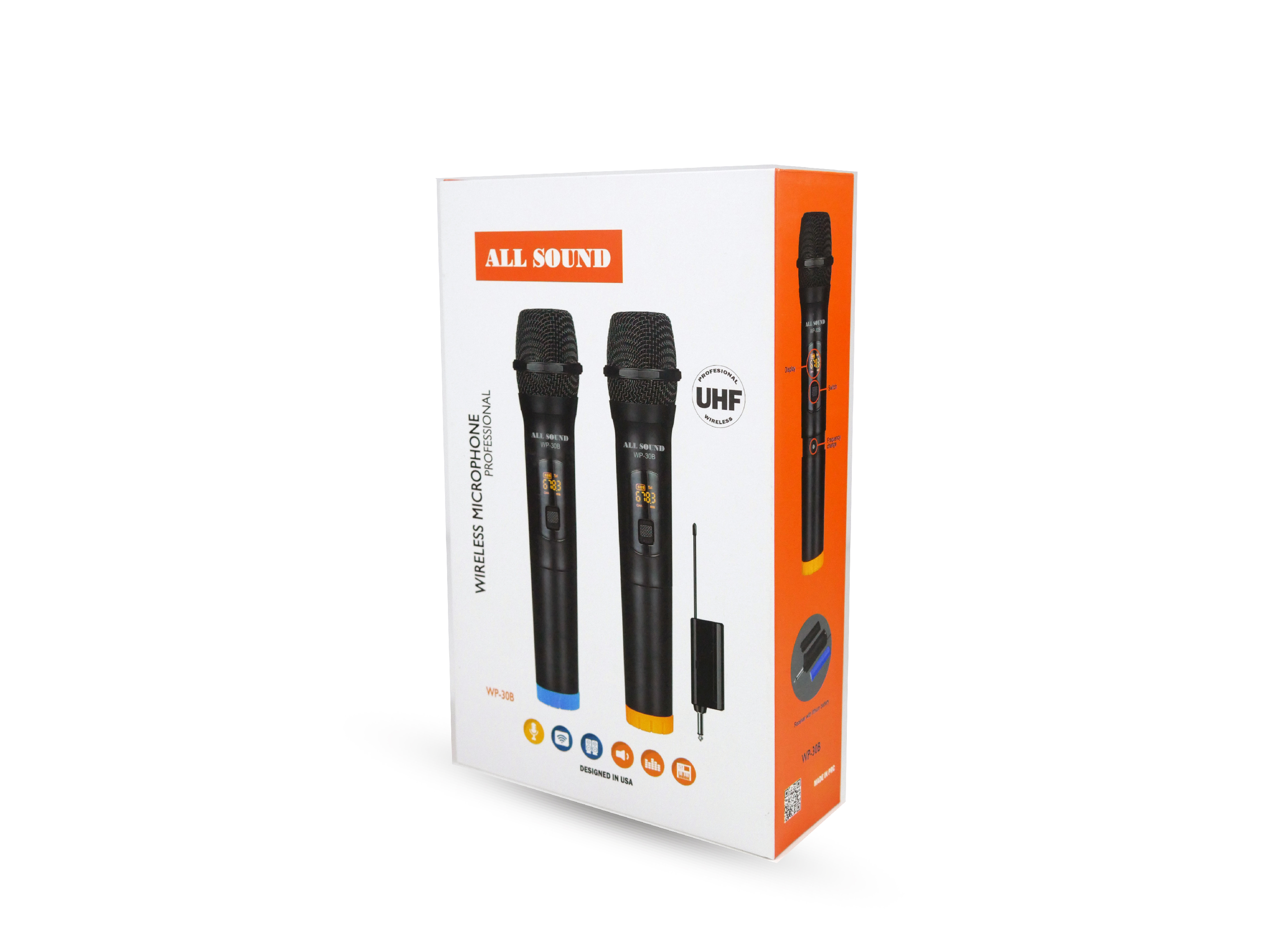 MICROFONO INALAMBRICO DUAL WP-30B DE MANO UHF ALL SOUND - 2
