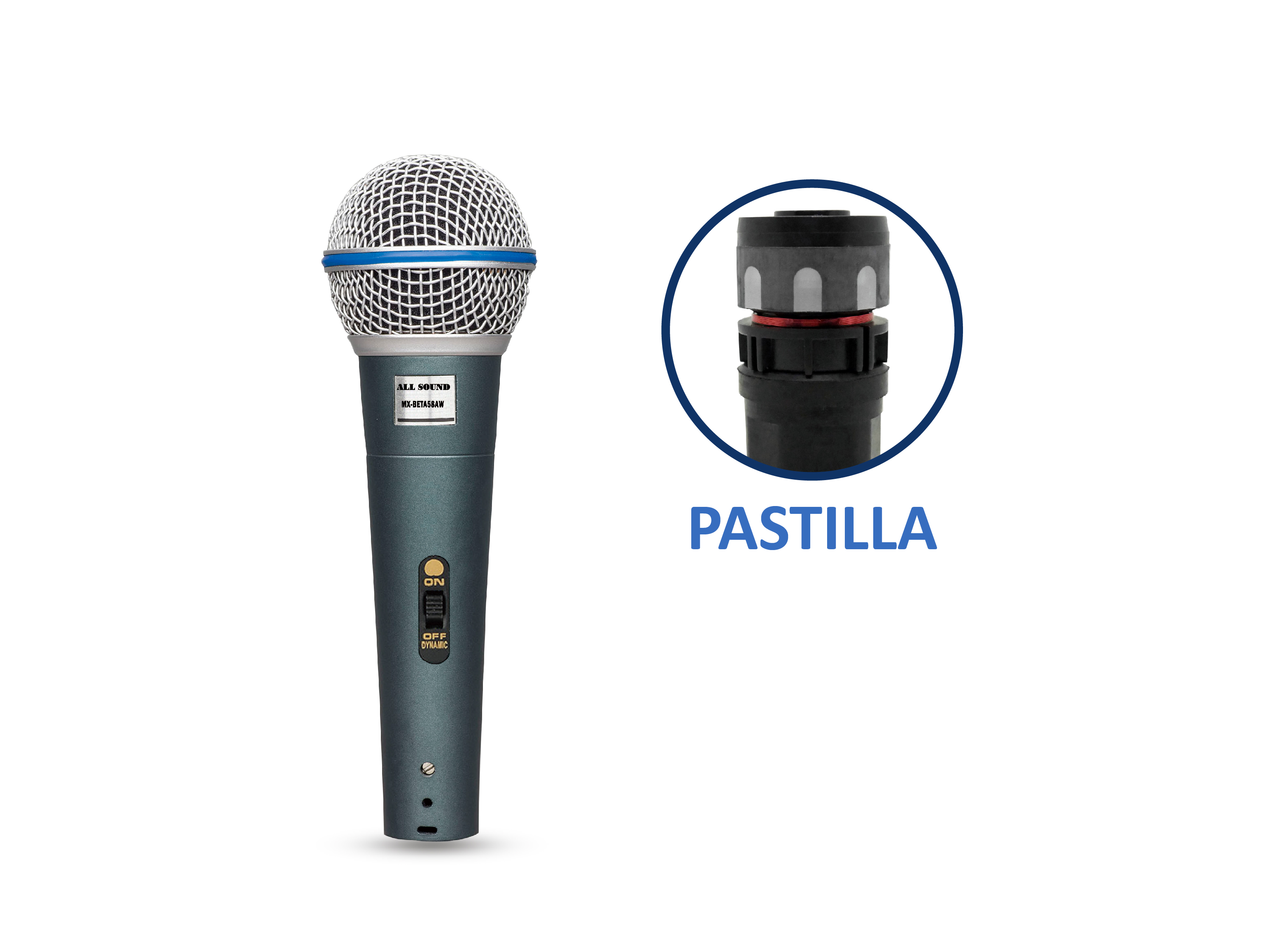 MICRÓFONO DINÁMICO PROFESIONAL ALL SOUND MX-BETA58AW FULL METAL - 2
