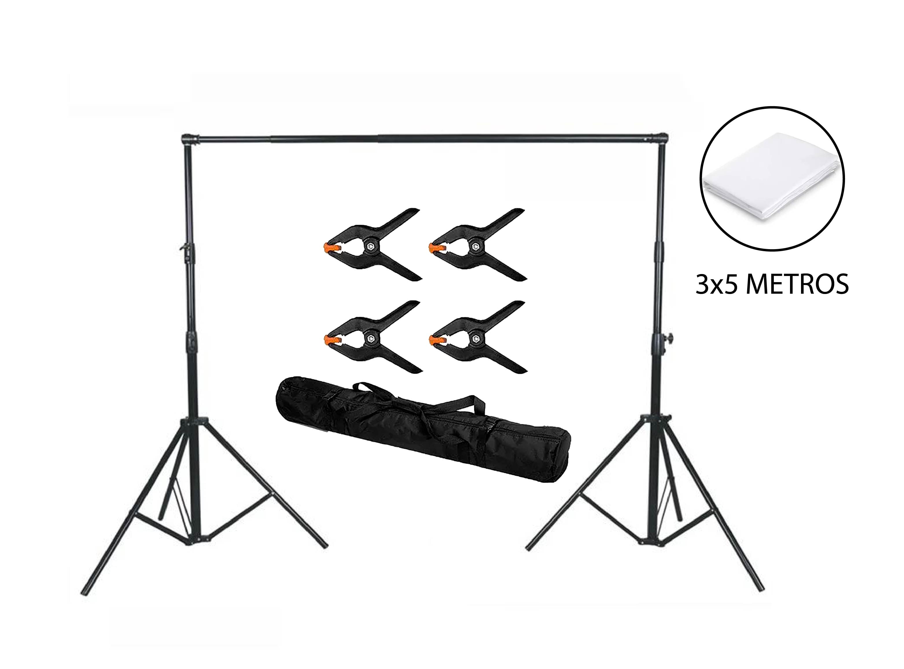 KIT STUDIO FONDO FOTOGRAFICO BLANCO 3X5 METROS Y PARANTE - 3