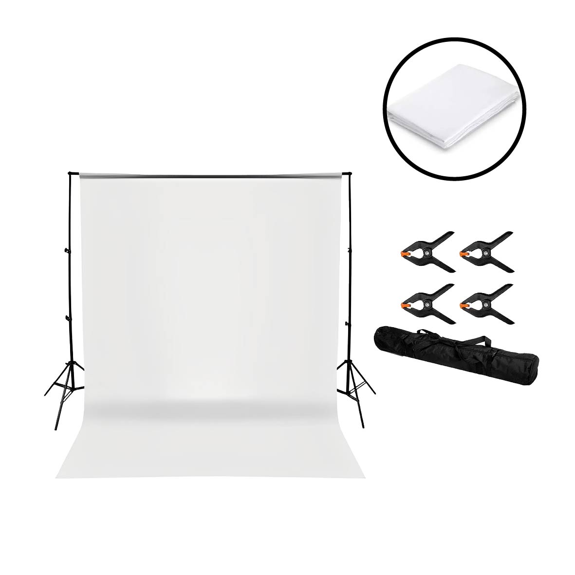 KIT STUDIO FONDO FOTOGRAFICO BLANCO 3X4 METROS Y PARANTE - 1
