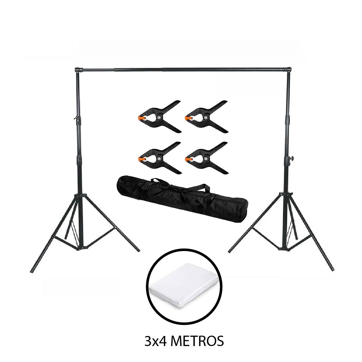 KIT STUDIO FONDO FOTOGRAFICO BLANCO 3X4 METROS Y PARANTE - 2