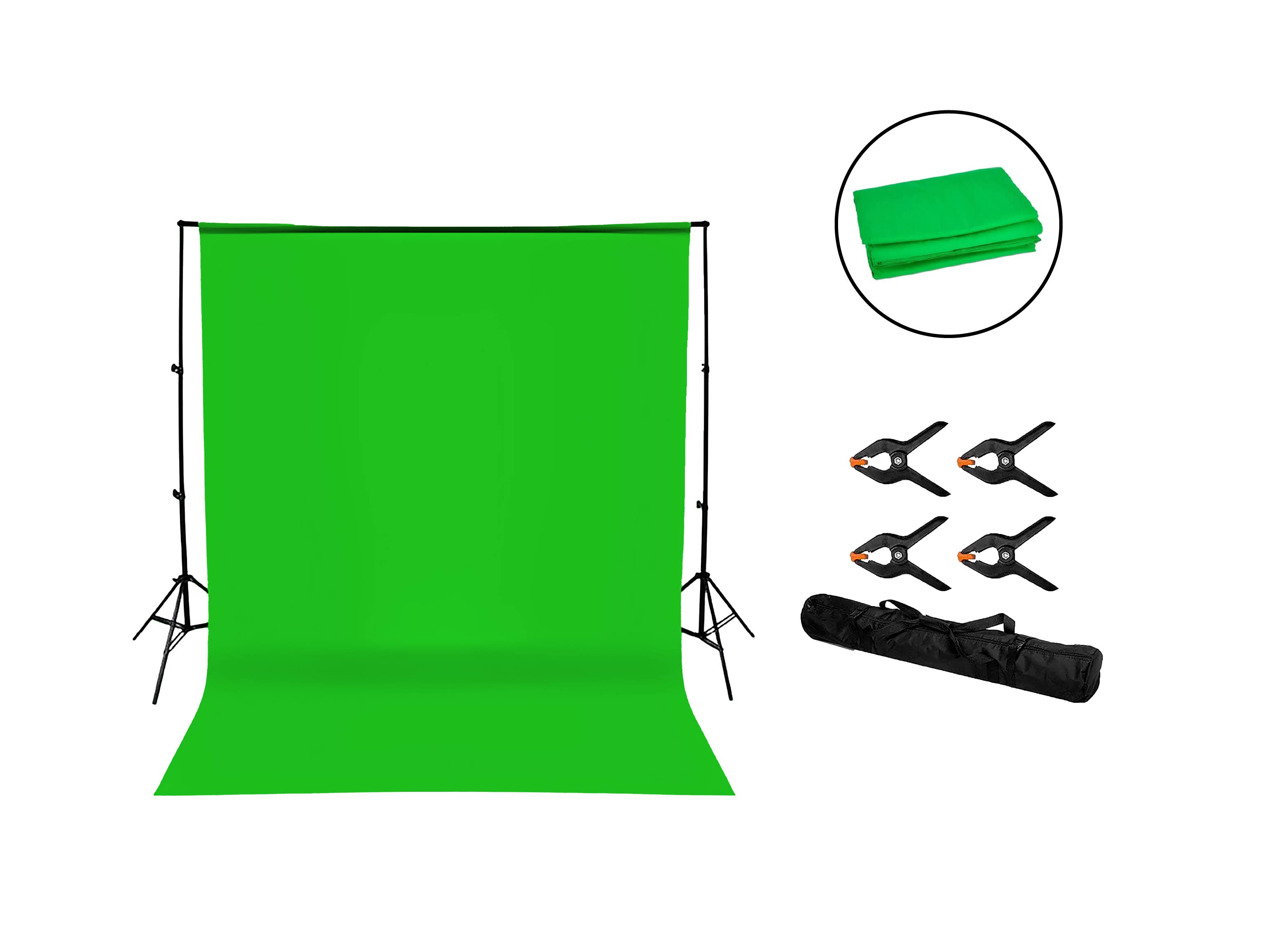 KIT STUDIO FONDO FOTOGRAFICO VERDE 3X4 METROS Y PARANTE - 1