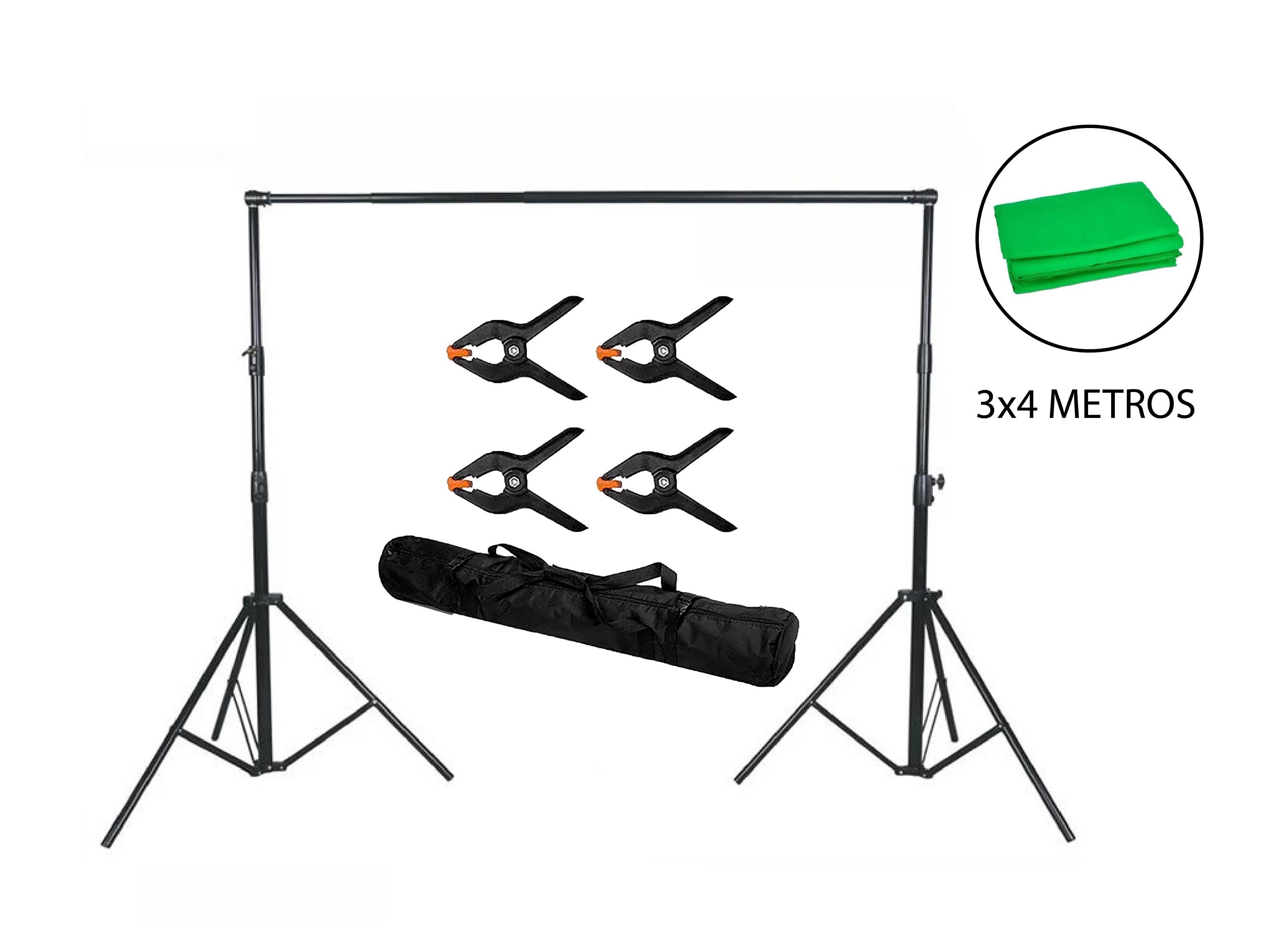 KIT STUDIO FONDO FOTOGRAFICO VERDE 3X4 METROS Y PARANTE - 2