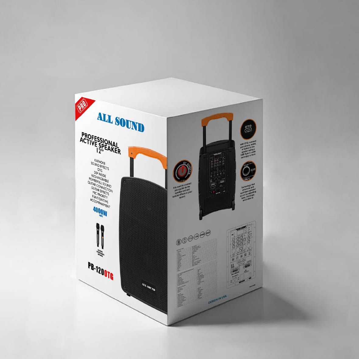 PARLANTE DE12 PULG. CON OTG , BATERIA RECARGABLE Y 2 MICROFONOS UHF - 5
