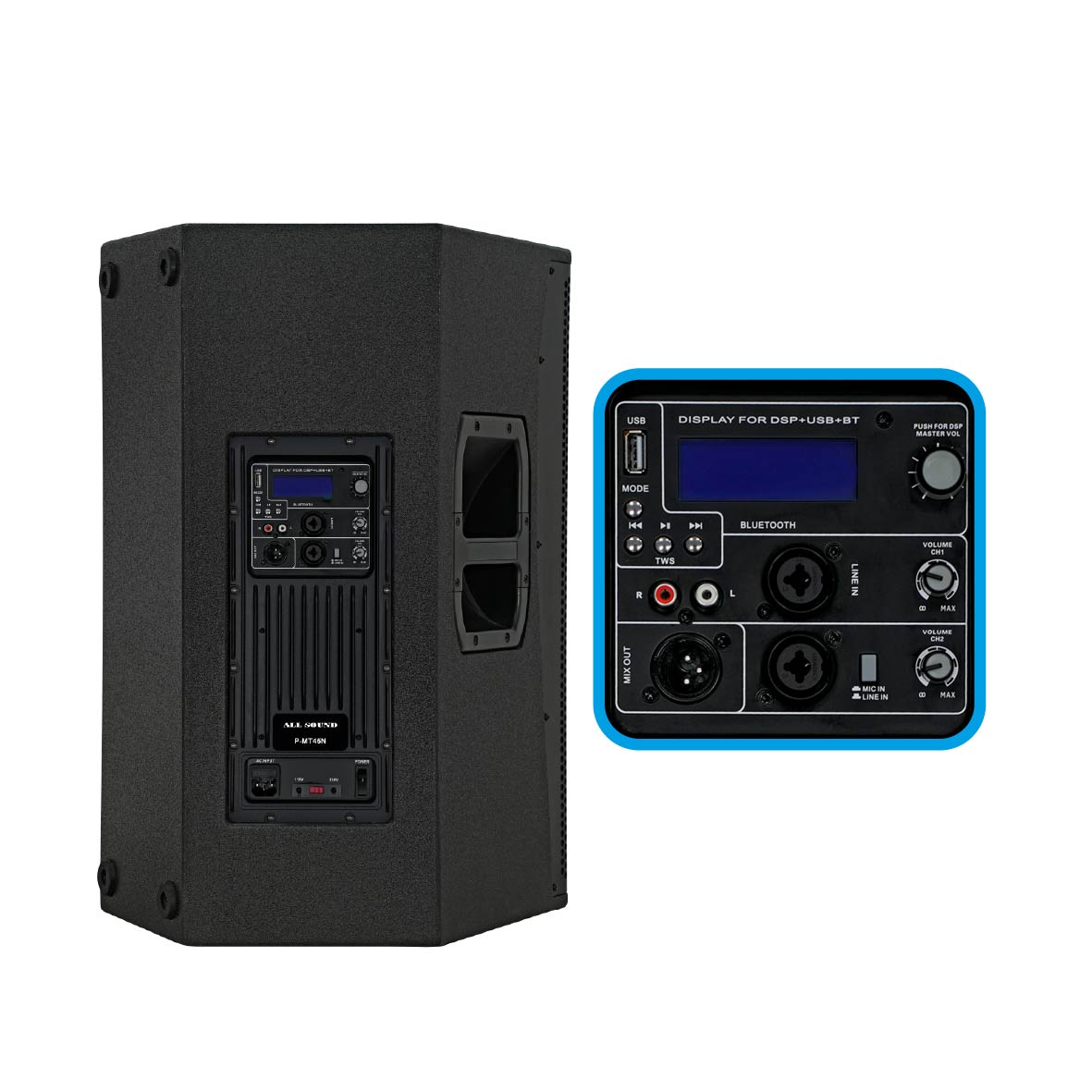PARLANTE ACTIVO PROFESIONAL DE MADERA 15 DSP ALL SOUND - P-MT45N - 3
