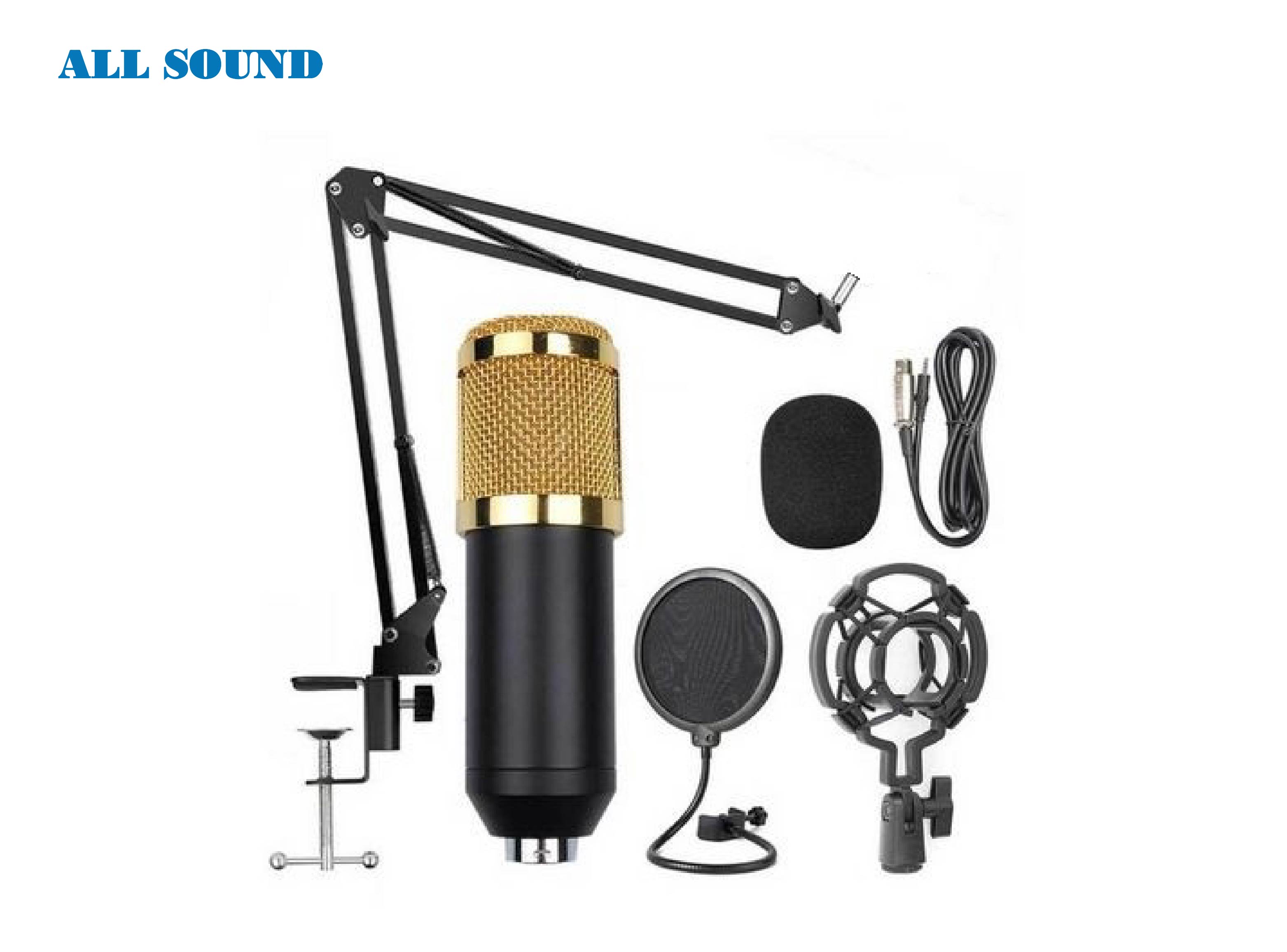 KIT MICRÓFONO BM-800 DORADO PROFESIONAL KT-001D - 1