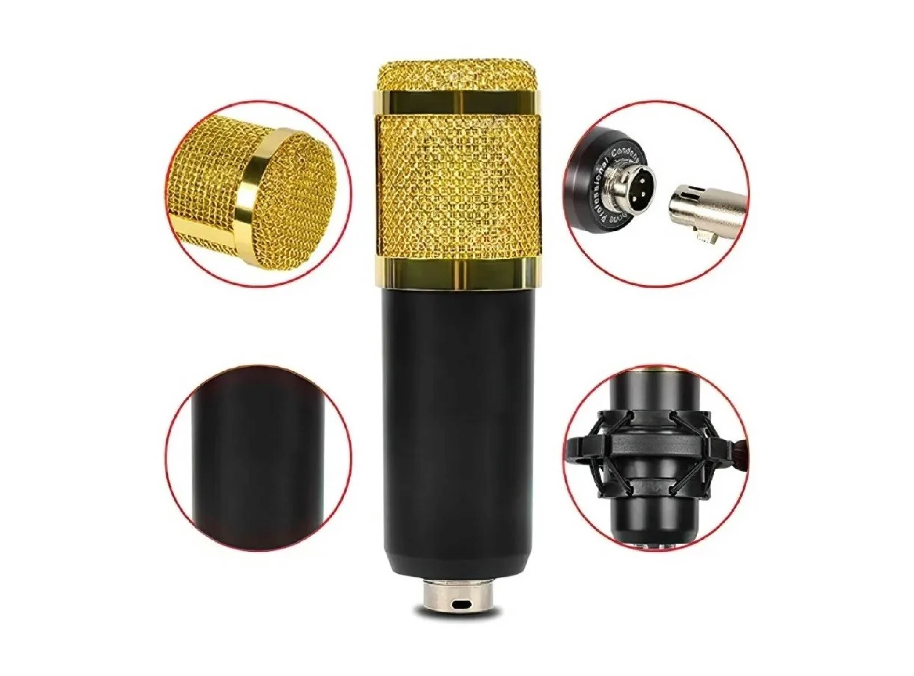 KIT MICRÓFONO BM-800 DORADO PROFESIONAL KT-001D - 3