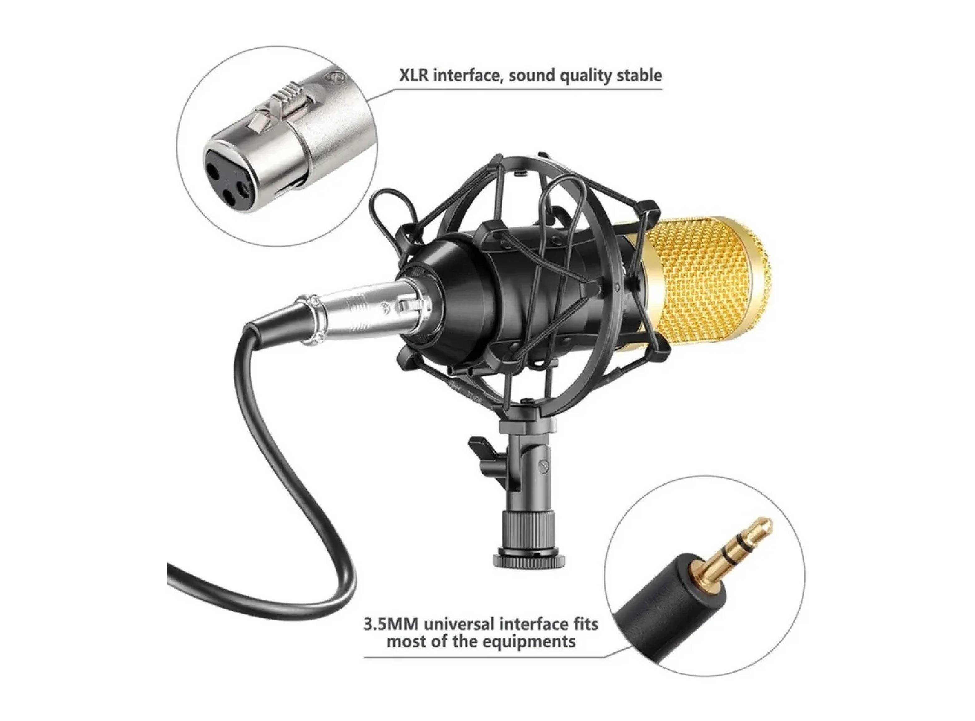 KIT MICRÓFONO BM-800 DORADO PROFESIONAL KT-001D - 4