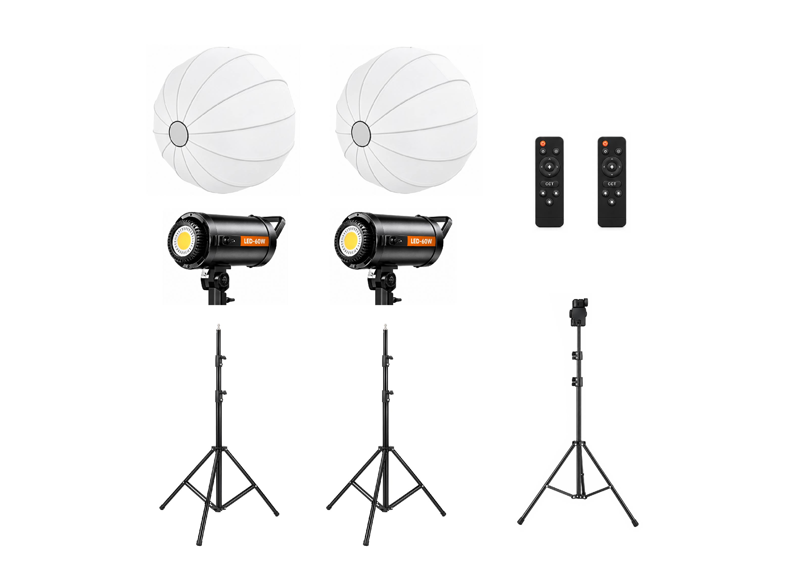 KIT DE ILUMINACIÓN FOTOGRÁFICA LED CON 2 SOFTBOX ESFÉRICOS  Y PARANTES– ALL SOUND BD-TJ1001O - 2