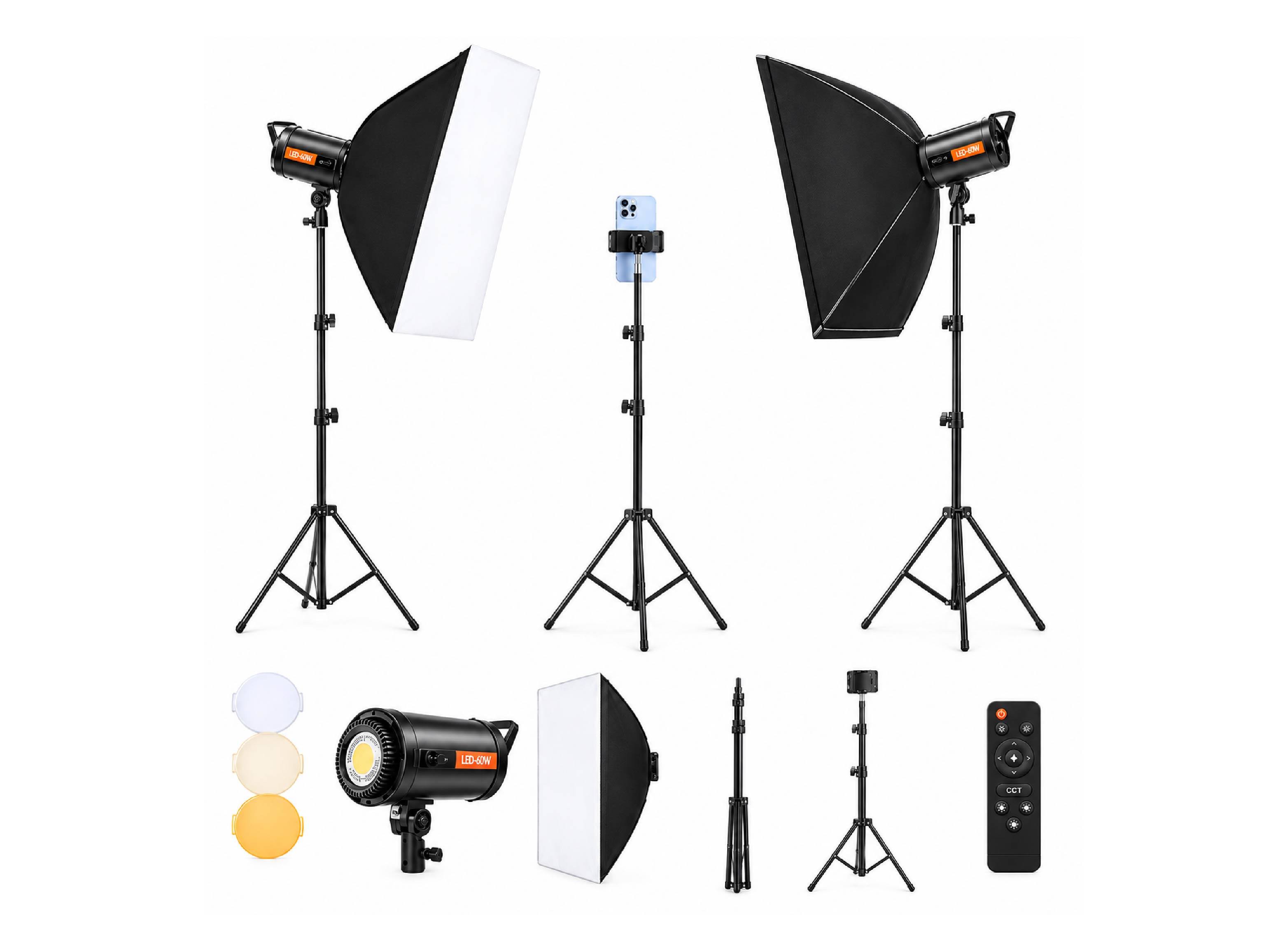KIT DE ILUMINACIÓN FOTOGRÁFICA LED DE 2 SOFTBOX  Y PARANTES – ALL SOUND - 2