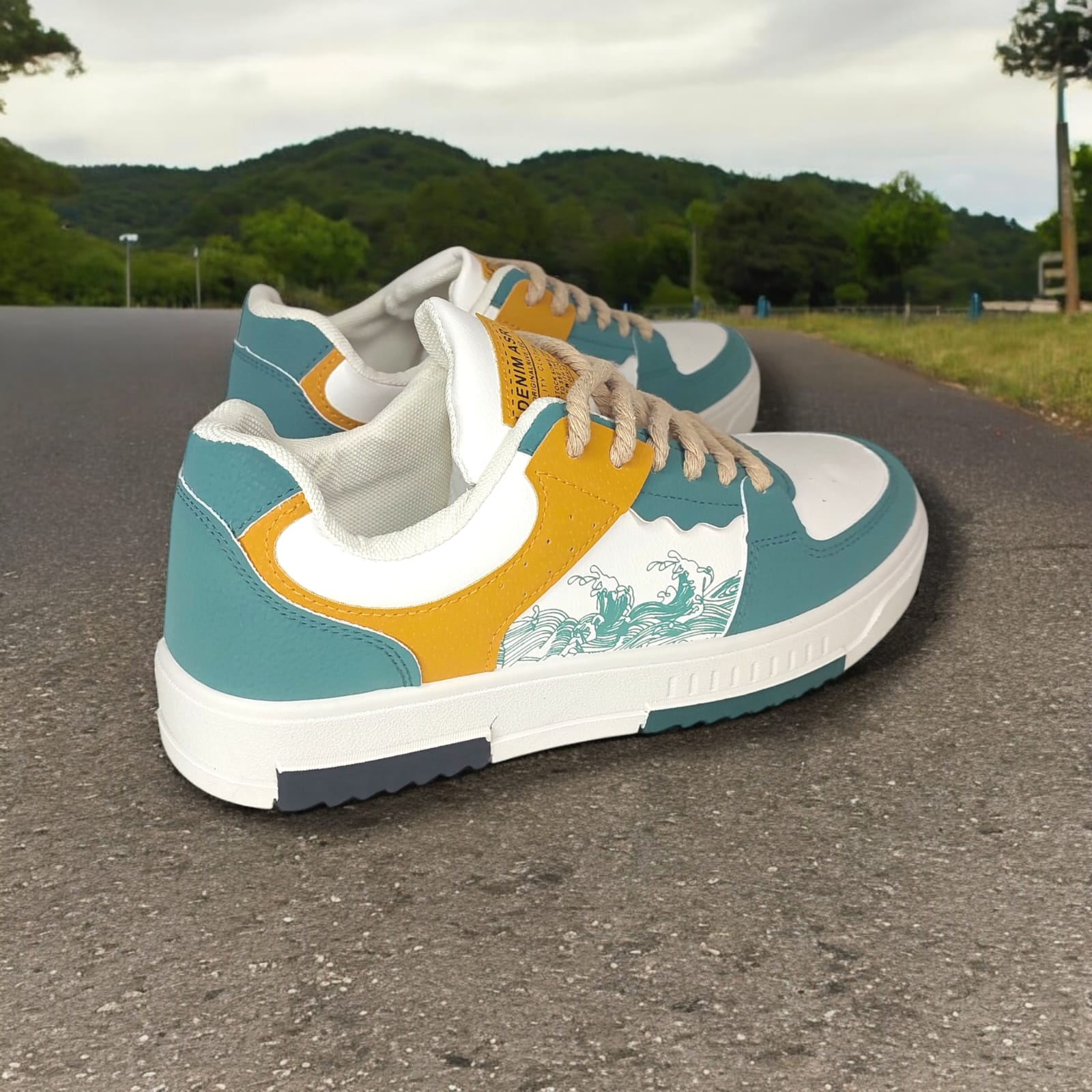 ZAPATILLA PARA HOMBRE NEW DENIMASR BEIGE/VERDE  - F08 - 6