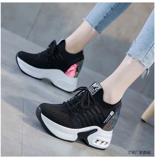ZAPATILLA CON PLATAFORMA ALTA 8CM FASHION N°2 B13 - NEGRO - 1