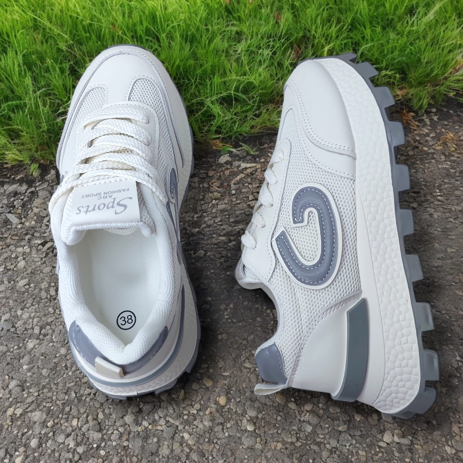 ZAPATILLA CON PLATAFORMA DE 6CM SPORTS FASHION BLANCOGRIS - V163 - 5