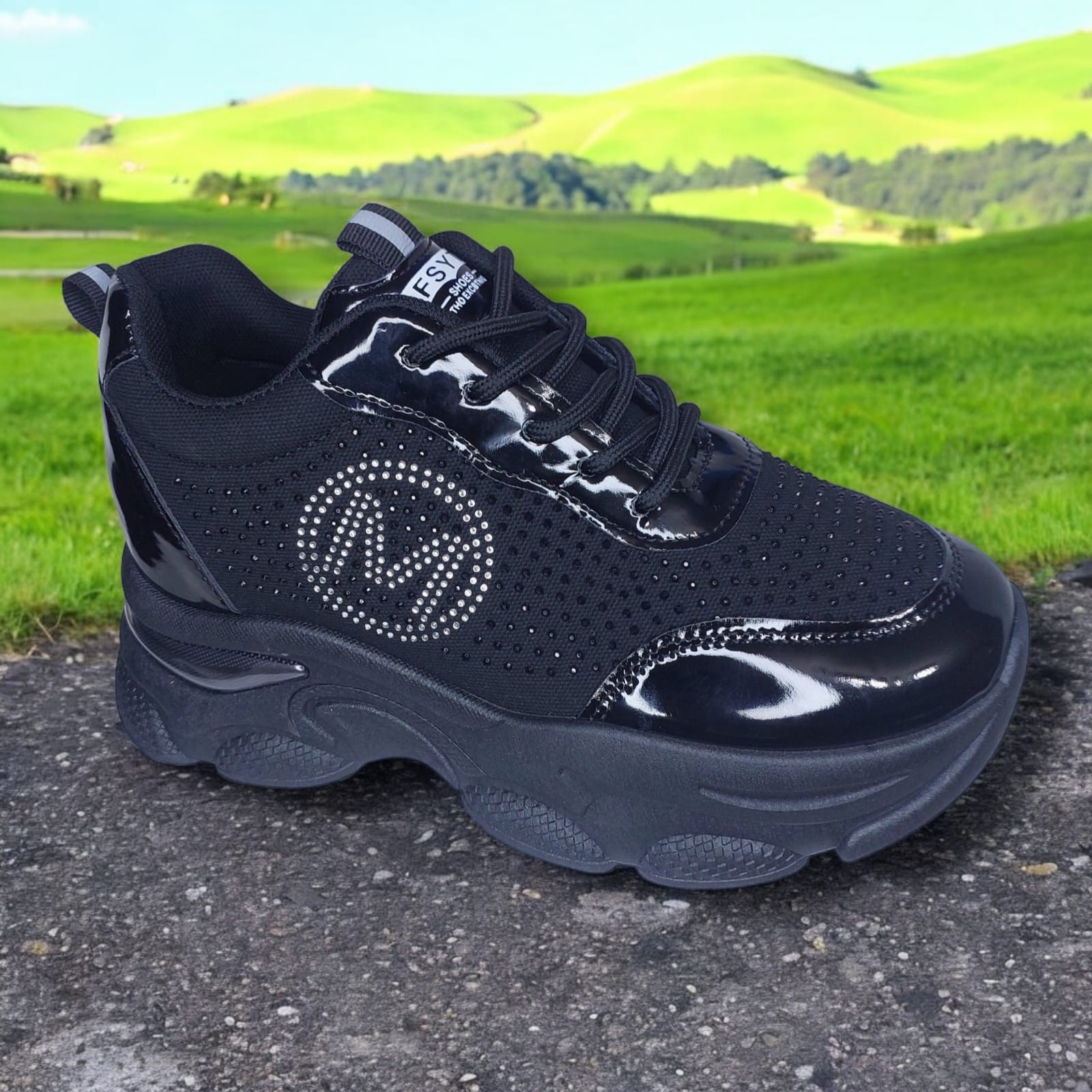 ZAPATILLA CON PLATAFORMA ALTA 8CM FYST SHOES NEGRO - V1559 - 1
