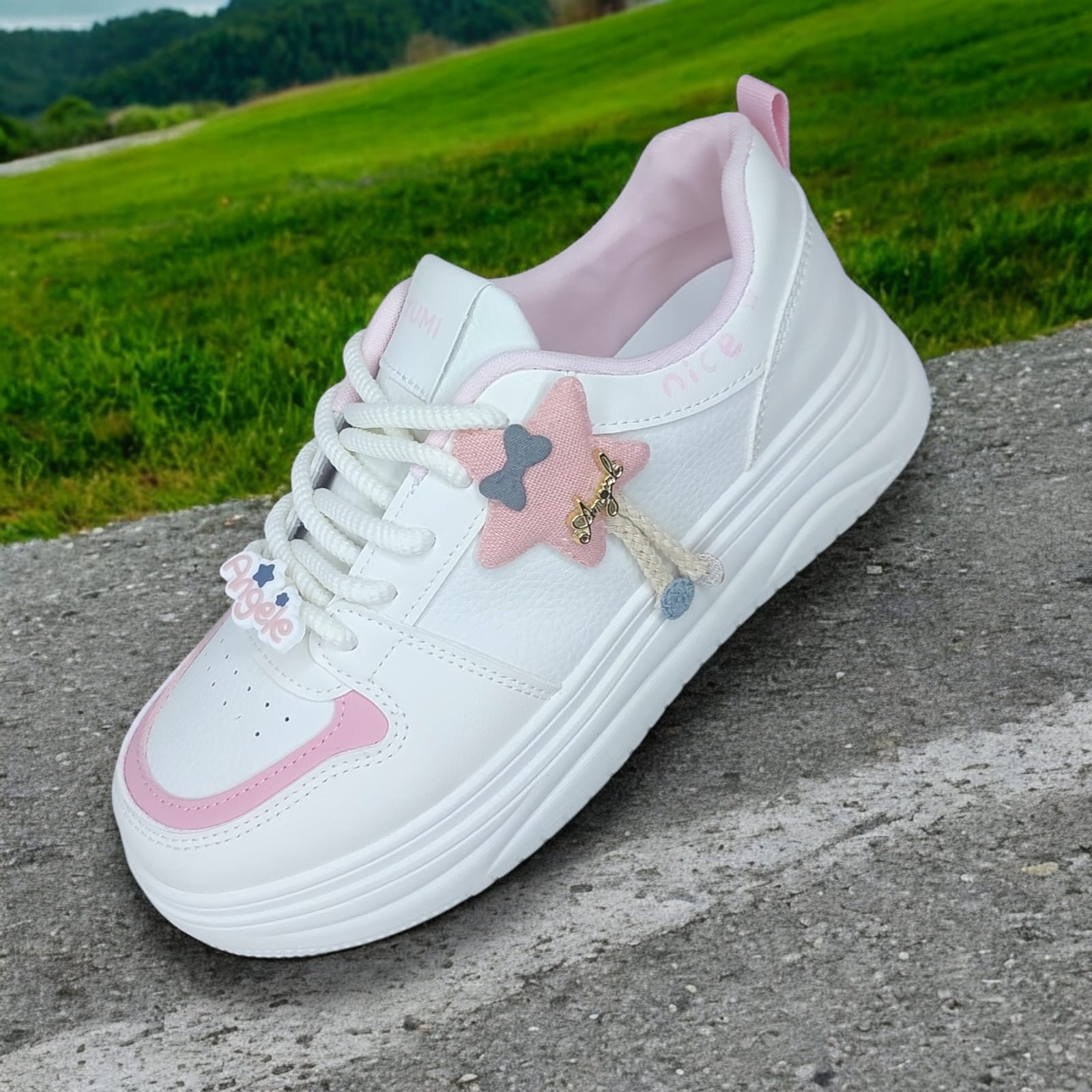 ZAPATILLA PARA DAMA YUMI ANGELE BLANCO/ROSA- AT1013 - 1