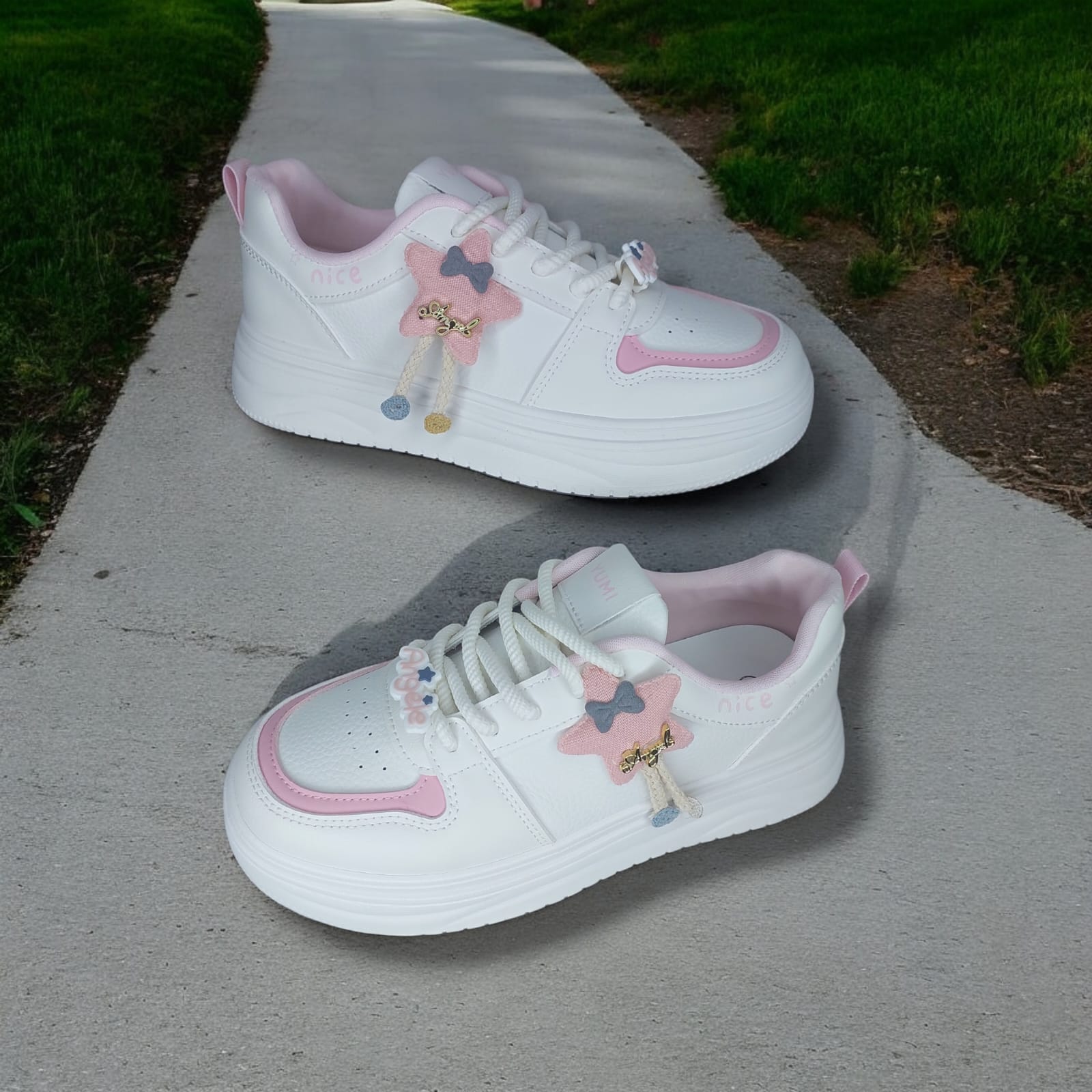 ZAPATILLA PARA DAMA YUMI ANGELE BLANCO/ROSA- AT1013 - 2