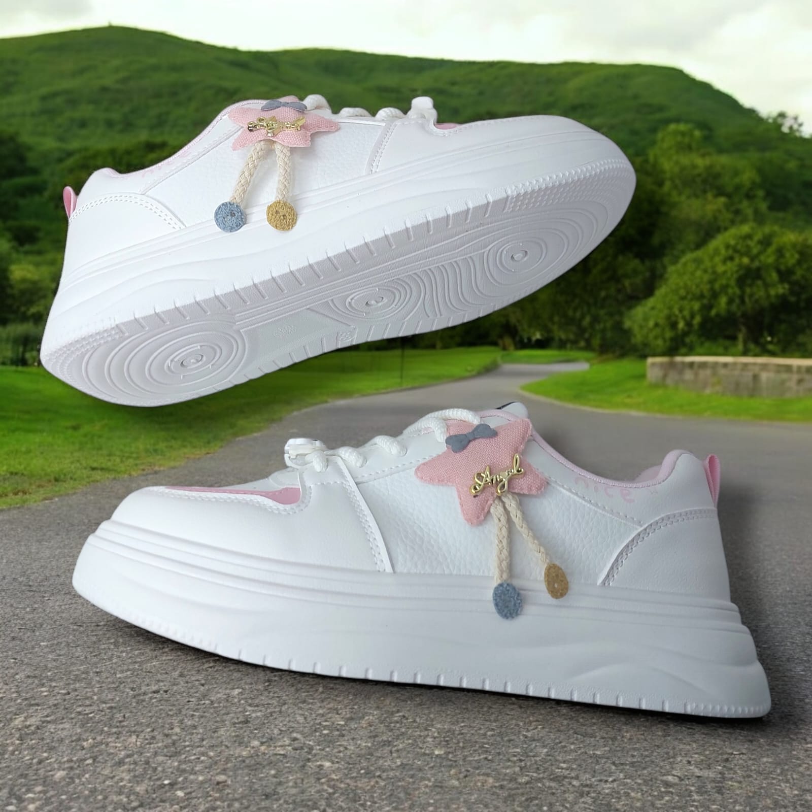 ZAPATILLA PARA DAMA YUMI ANGELE BLANCO/ROSA- AT1013 - 4