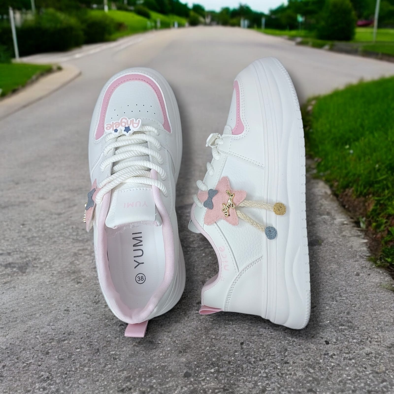 ZAPATILLA PARA DAMA YUMI ANGELE BLANCO/ROSA- AT1013 - 5