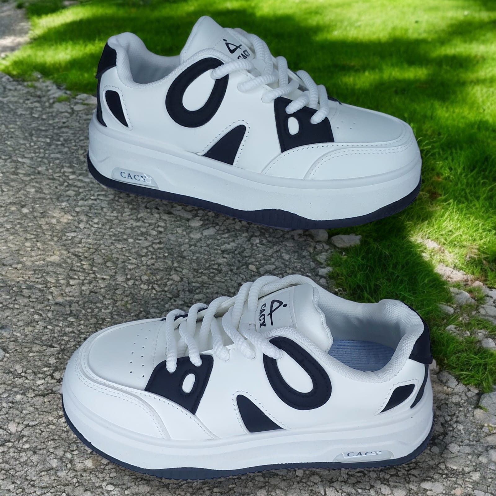 ZAPATILLA PARA DAMA CACY CIRCLE BLANCO/NEGRO - C9116 - 3